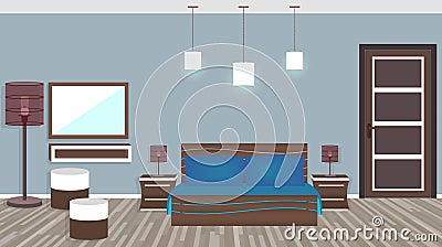 Modern living room in hotel in flat style Cartoon Illustration