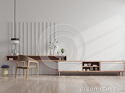 Modern living room interior armchair ,TV on cabinet in modern living room Stock Photo