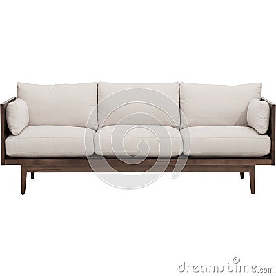 Modern living-room interior with white couch near empty beige wall. - Stock image Stock Photo