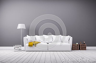 Modern living room in minimalistic style with sofa Stock Photo