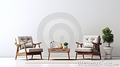 Minimalist Vietnamese Coffee Table And Chairs 3d Render Stock Photo