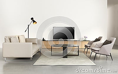 Modern living room with tv wall furniture Stock Photo