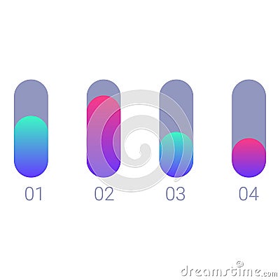 Modern loading bars showing progress from one to four Vector Illustration