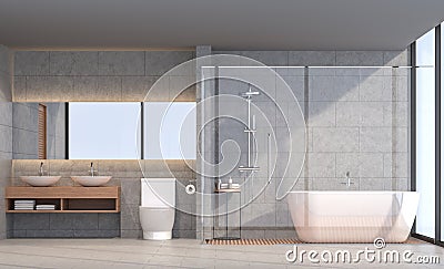 Modern loft bathroom 3d rendering image Stock Photo