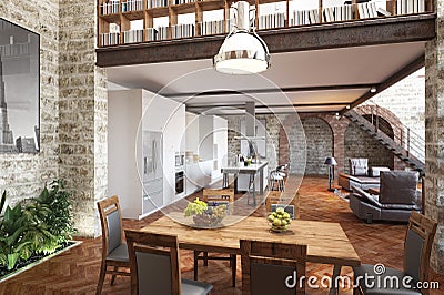 Modern Loft Stock Photo