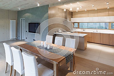 Modern loft with a kitchen Stock Photo