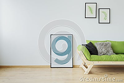 Modern loft with mock-up poster Stock Photo