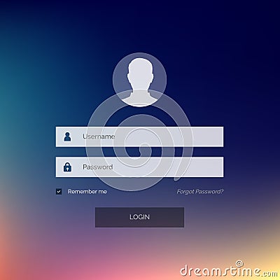 Modern login form interface design with username and password Vector Illustration