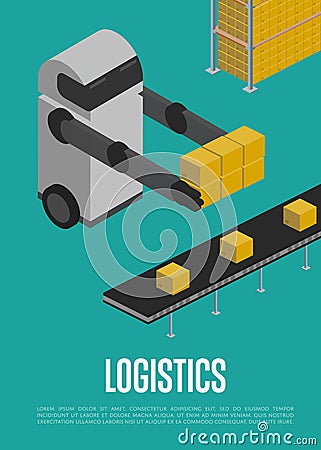 Modern logistics technology isometric banner Cartoon Illustration