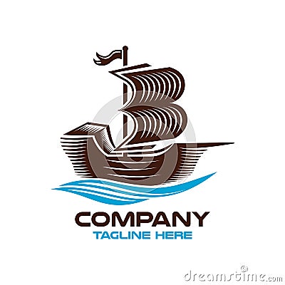 Modern logo sailing ship and book. Vector illustration Vector Illustration