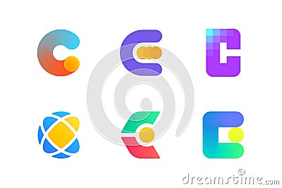 Logo or icon of letter C for cryptocurrency and blockchain industry Vector Illustration