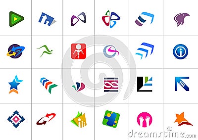 Twenty four modern shiny logos Stock Photo