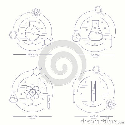 Modern logotype icon laboratory, chemistry, medicine. Research a Vector Illustration