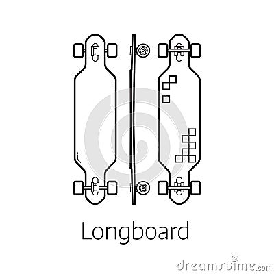 Modern Long board Desk Set Vector Illustration