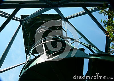 Modern lookout tower as a steel structure in steep perspective Stock Photo