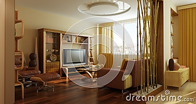 Modern lounge room interior 3d Stock Photo