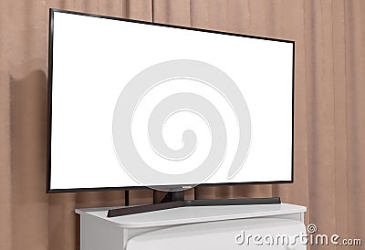 Modern LSD TV in the interior of the living room. Stock Photo