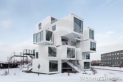 Modern, Luxury Apartment Building in the city. Perspective view. Stock Photo