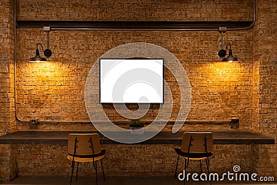 Modern luxury cafe counter brick wall loft style interior decoration for background Stock Photo