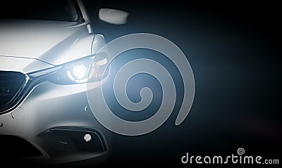 Modern luxury car close-up banner background Stock Photo