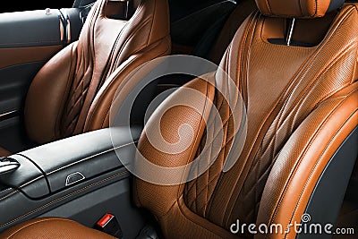 Modern Luxury car inside. Interior of prestige modern car. ComfoModern Luxury car inside. Interior of prestige modern car. Comfort Stock Photo