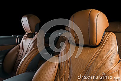 Modern Luxury car inside. Interior of prestige modern car. ComfoModern Luxury car inside. Interior of prestige modern car. Comfort Stock Photo