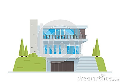 Modern Luxury Contemporary House Building Illustration Vector Illustration