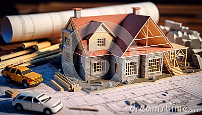 Modern Luxury Estate with 3D Model and Detailed Plans by Top Architect - ai generated Stock Photo