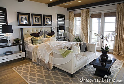 Modern luxury home bedroom. Stock Photo