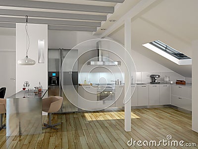 Modern Luxury Kitchen Stock Photo