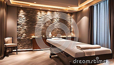 modern luxury massage room, interior design and decorative stone wall for home, hotel, office Stock Photo