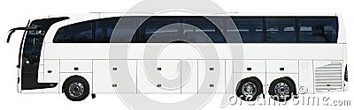 Modern Luxury Motor Coach Tour Bus, Isolated White Stock Photo