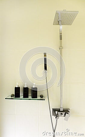 Modern luxury shower fittings Stock Photo