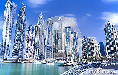 Modern and luxury skyscrapers in Dubai Marina Stock Photo