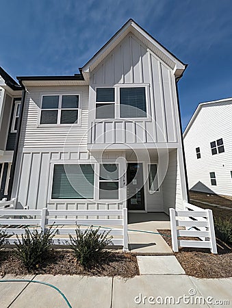 Modern luxury townhome with all upgraded fiber cement features Stock Photo