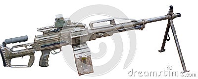 Modern machinegun on white Stock Photo