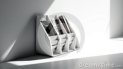 Modern Magazine Rack With Ambient Occlusion On White Background Stock Photo