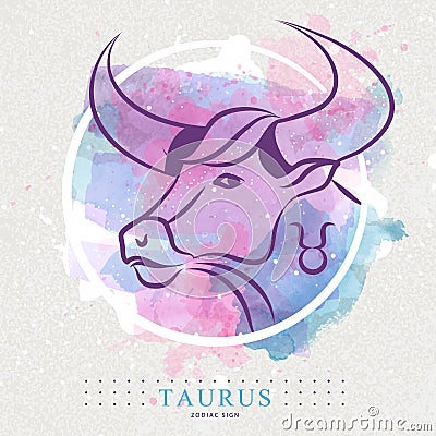 Modern magic witchcraft card with astrology Taurus zodiac sign. Bull head logo design Vector Illustration