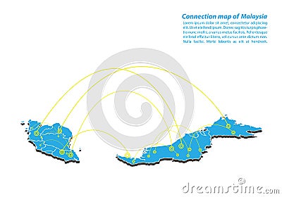 Modern of malaysia Map connections network design, Best Internet Concept of malaysia map business from concepts series Vector Illustration