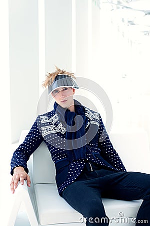 Modern male model with futuristic sci-fi visor Stock Photo