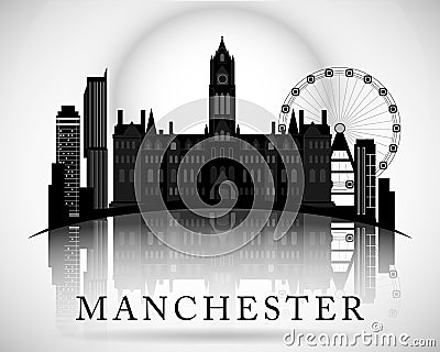 Modern Manchester City Skyline Design. England Vector Illustration