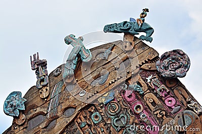 Modern Maori Wood Carving in Aotea Square Auckland Editorial Stock Photo