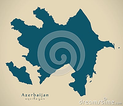Modern Map - Azerbaijan AZ Cartoon Illustration