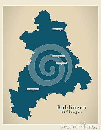 Modern Map - Boeblingen county of Baden Wuerttemberg DE Vector Illustration