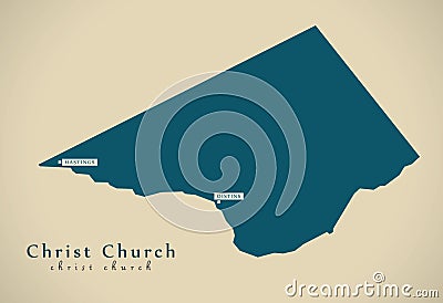 Modern Map - Christ Church BB Cartoon Illustration