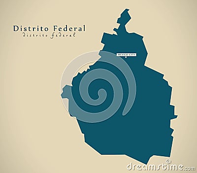 Modern Map - Distrito Federal Mexico MX Cartoon Illustration