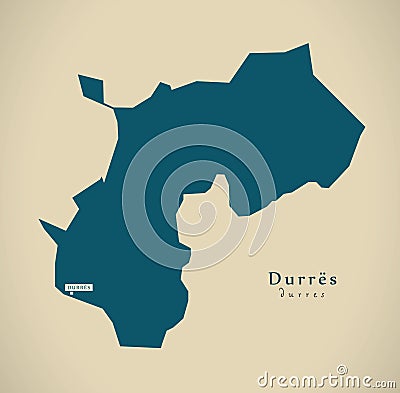 Modern Map - Durres AL Cartoon Illustration