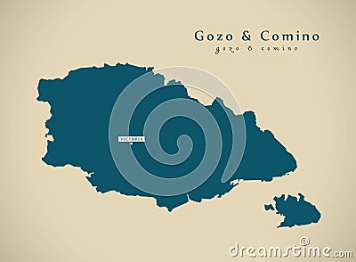Modern Map - Gozo and Comino Malta MT Cartoon Illustration