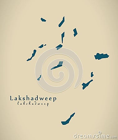 Modern Map - Lakshadweep IN India federal state illustration Cartoon Illustration