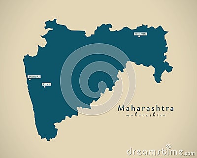 Modern Map - Maharashtra IN India federal state illustration Cartoon Illustration